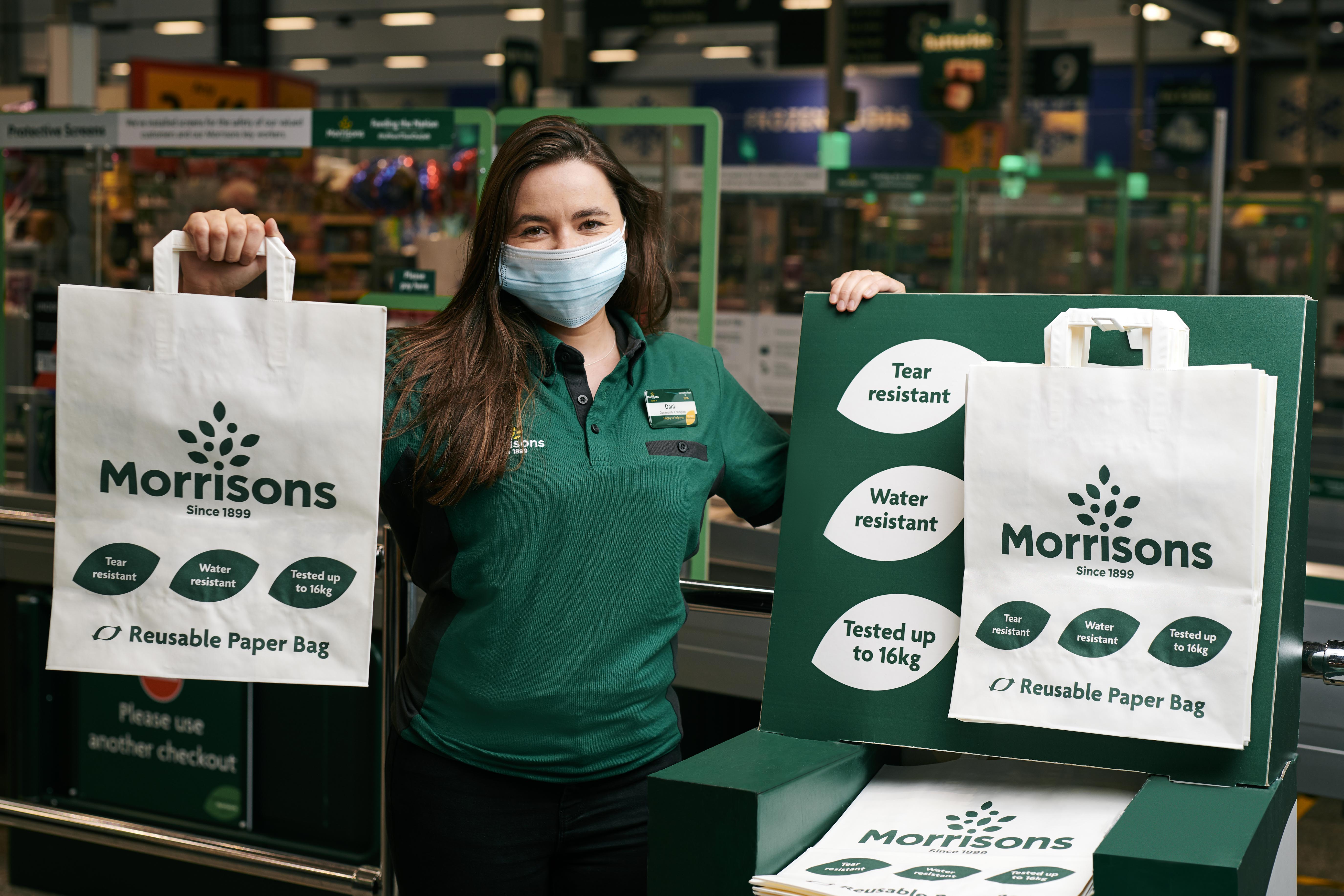 Morrisons plans to become the first supermarket to remove all plastic carrier bags at checkouts