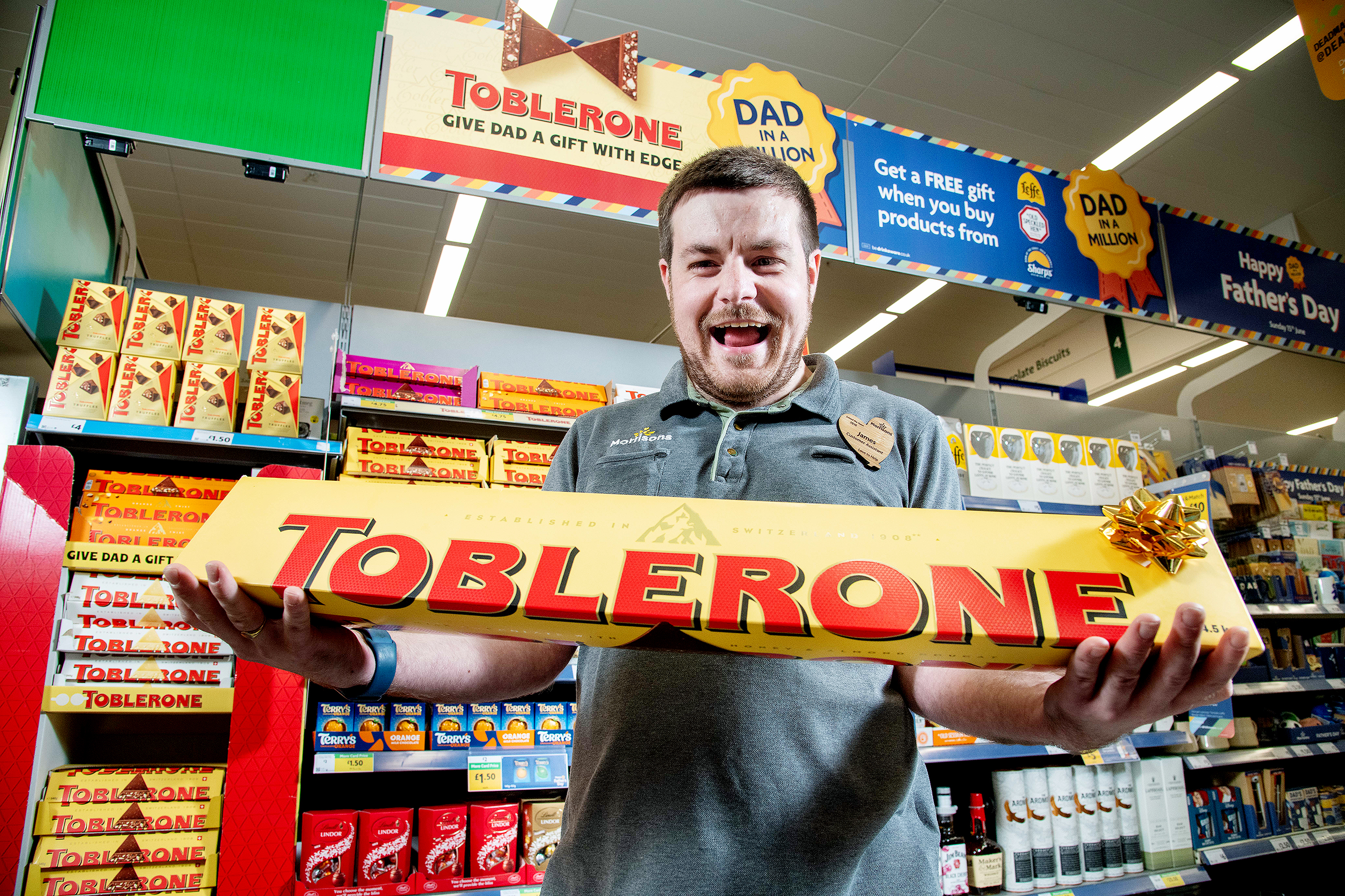 A year's supply of choc in one bar: Morrisons introduces giant Toblerone for Father's Day